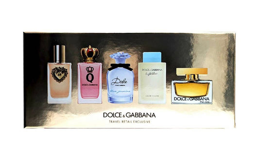 Dolce & Gabbana For Women Eau de Parfum (Devotion + Q + Blue Jasmine + The One) + Eau De Toilette (Azul Claro) 4X5ml - Crist Fragances